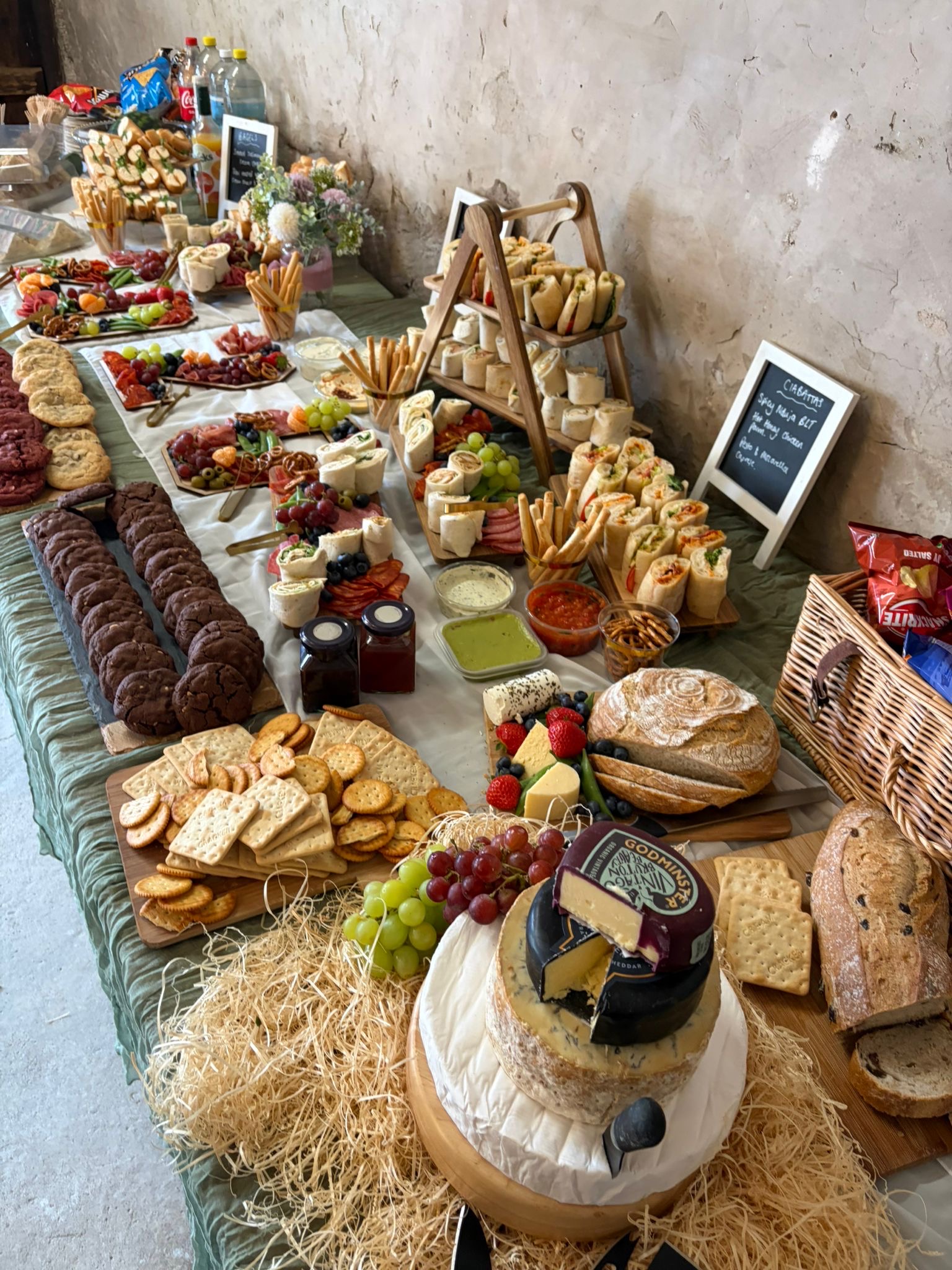 Event catering buffet table styled by Tipsy Daisy